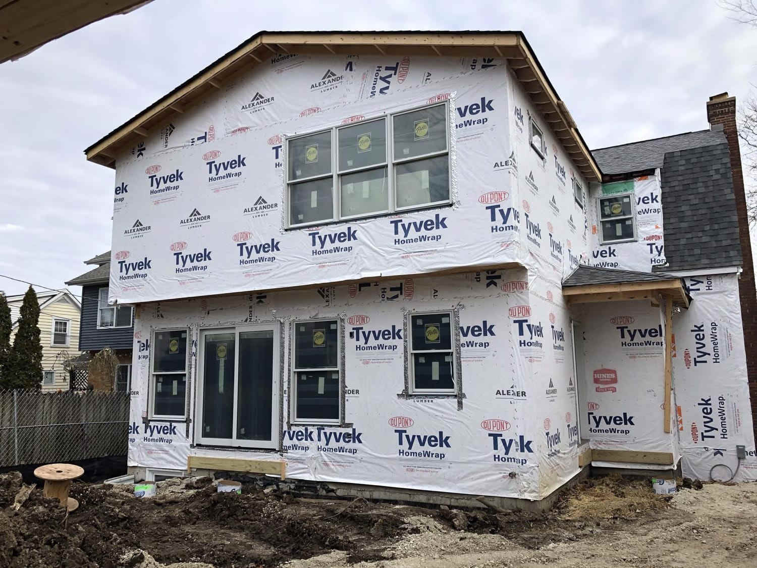 Structure framed, wrapped and windows installed for home addition in Downers Grove | Platinum Builders