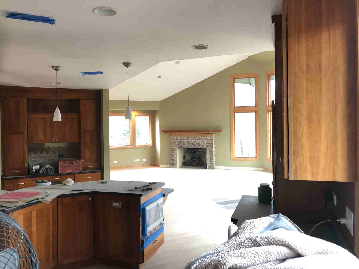 Preparing for demolition for living room and kitchen remodel job in Downers Grove | Platinum Builders