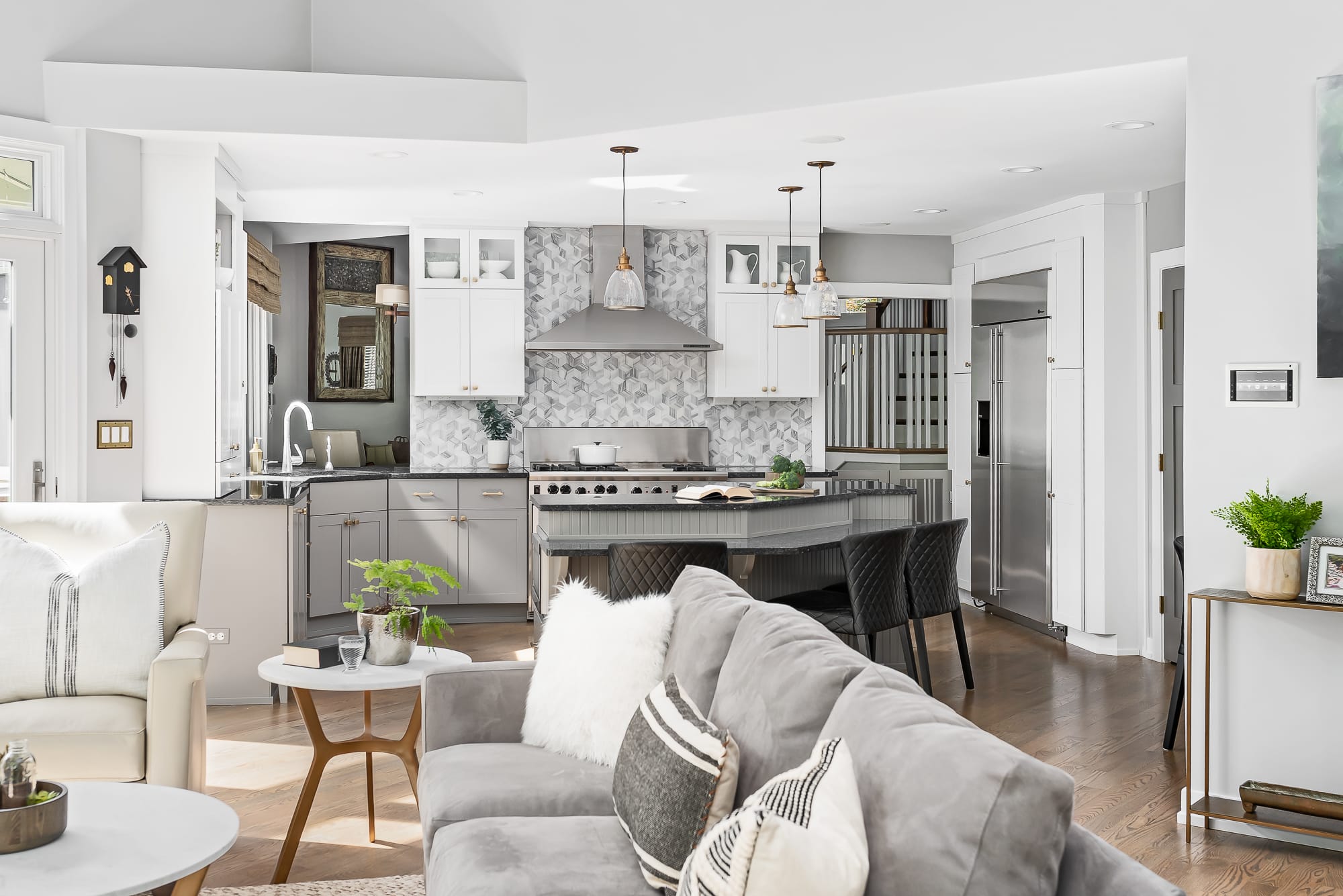 Kitchen remodel in Downers Grove - view from the living room to the kitchen