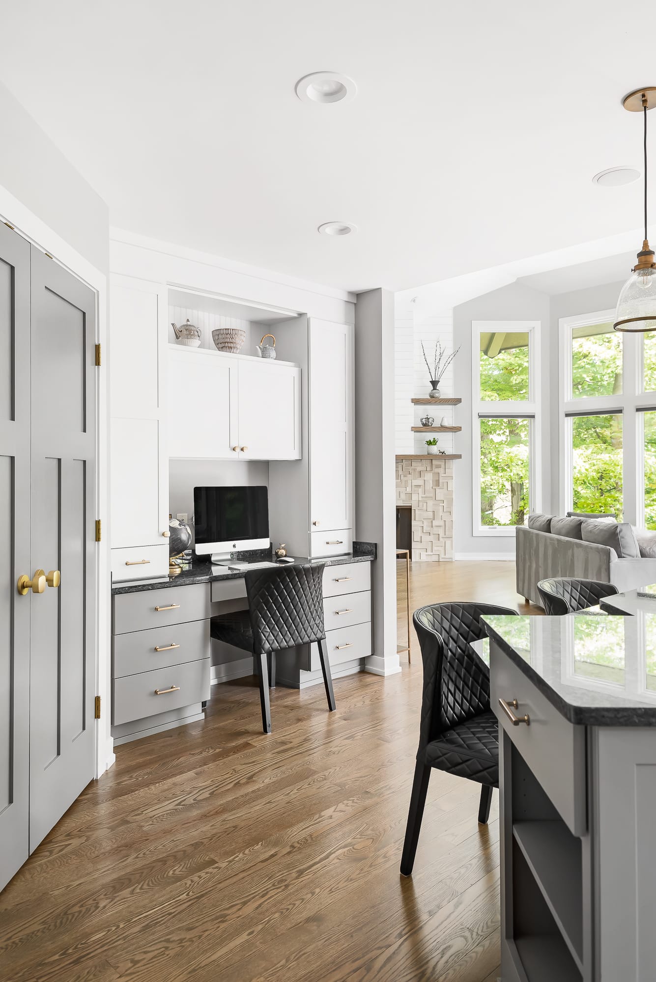 Kitchen remodel in Downers Grove - view of discreet office nook in kitchen. 