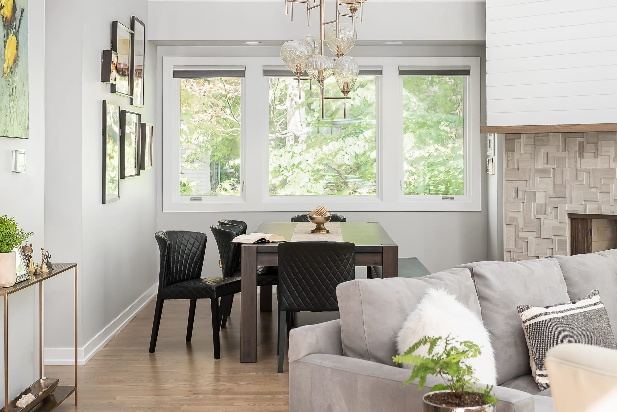 Living Room remodel in Downers Grove - view of dining table from kitchen island.