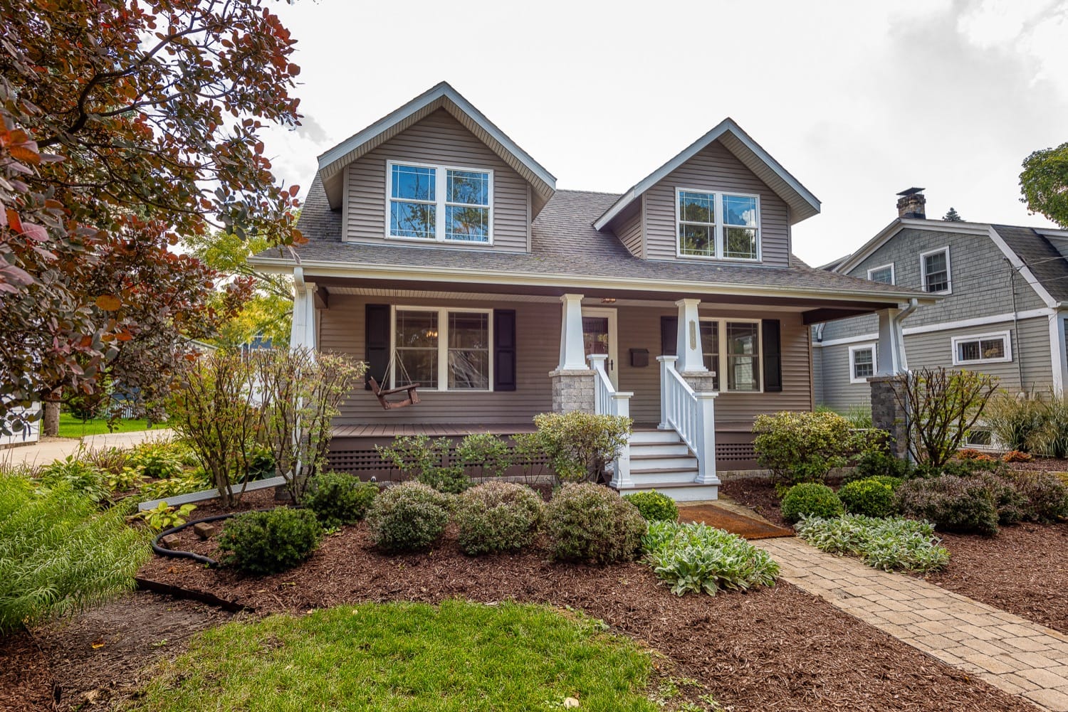 Wheaton Renovation - street view of house and landscaping.