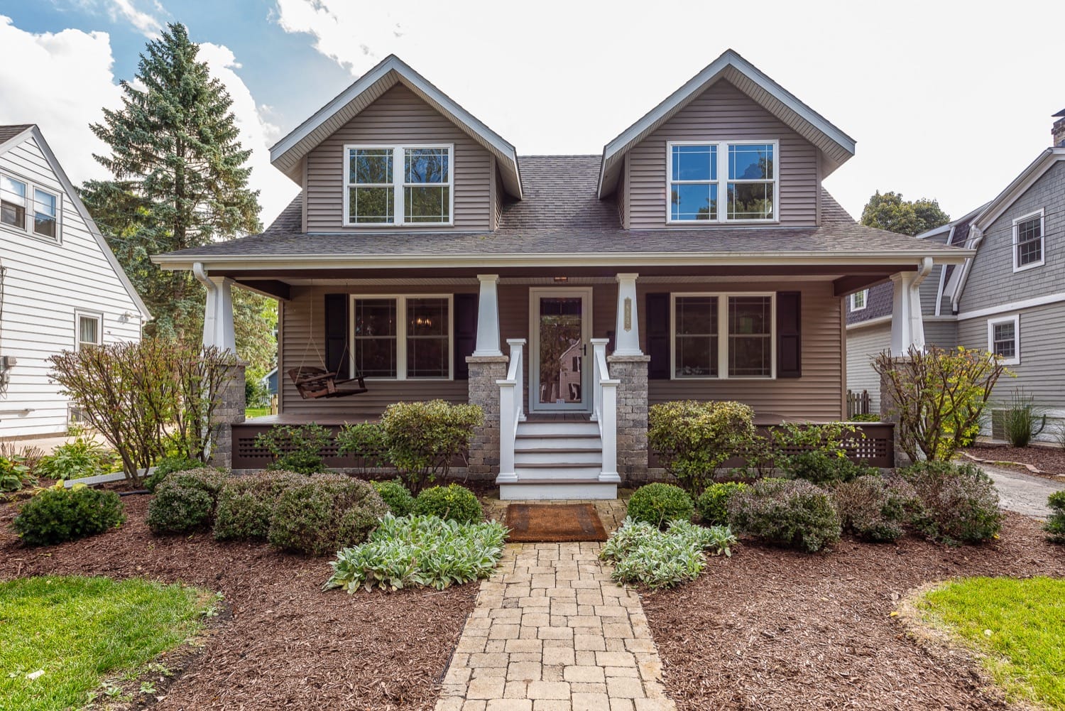 Wheaton Renovation - street view of house and landscaping.